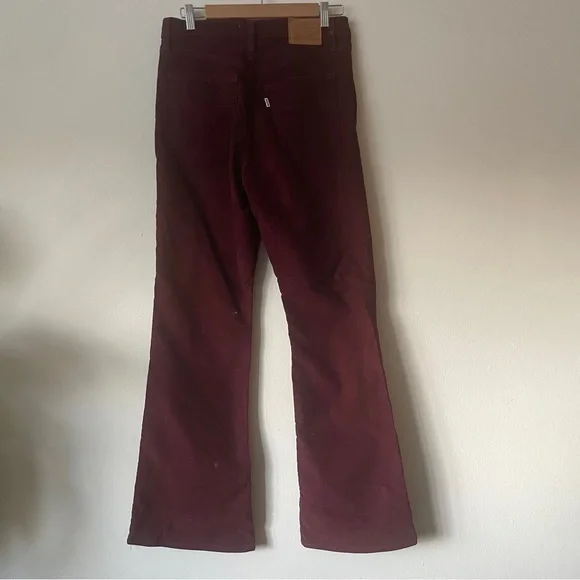 Levi's Ribcage Flare Wide Leg Cordoroy Pants High Rise Cowgirl Shiraz maroon 28 - Picture 8 of 16